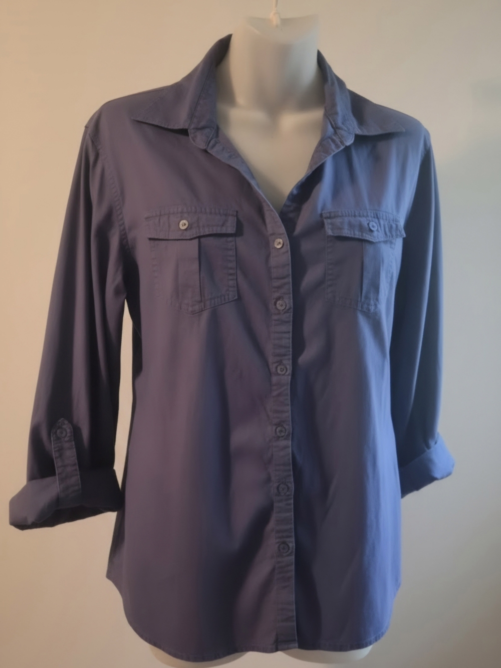 Just My Size Lavender Button-Down Shirt with Chest Pockets